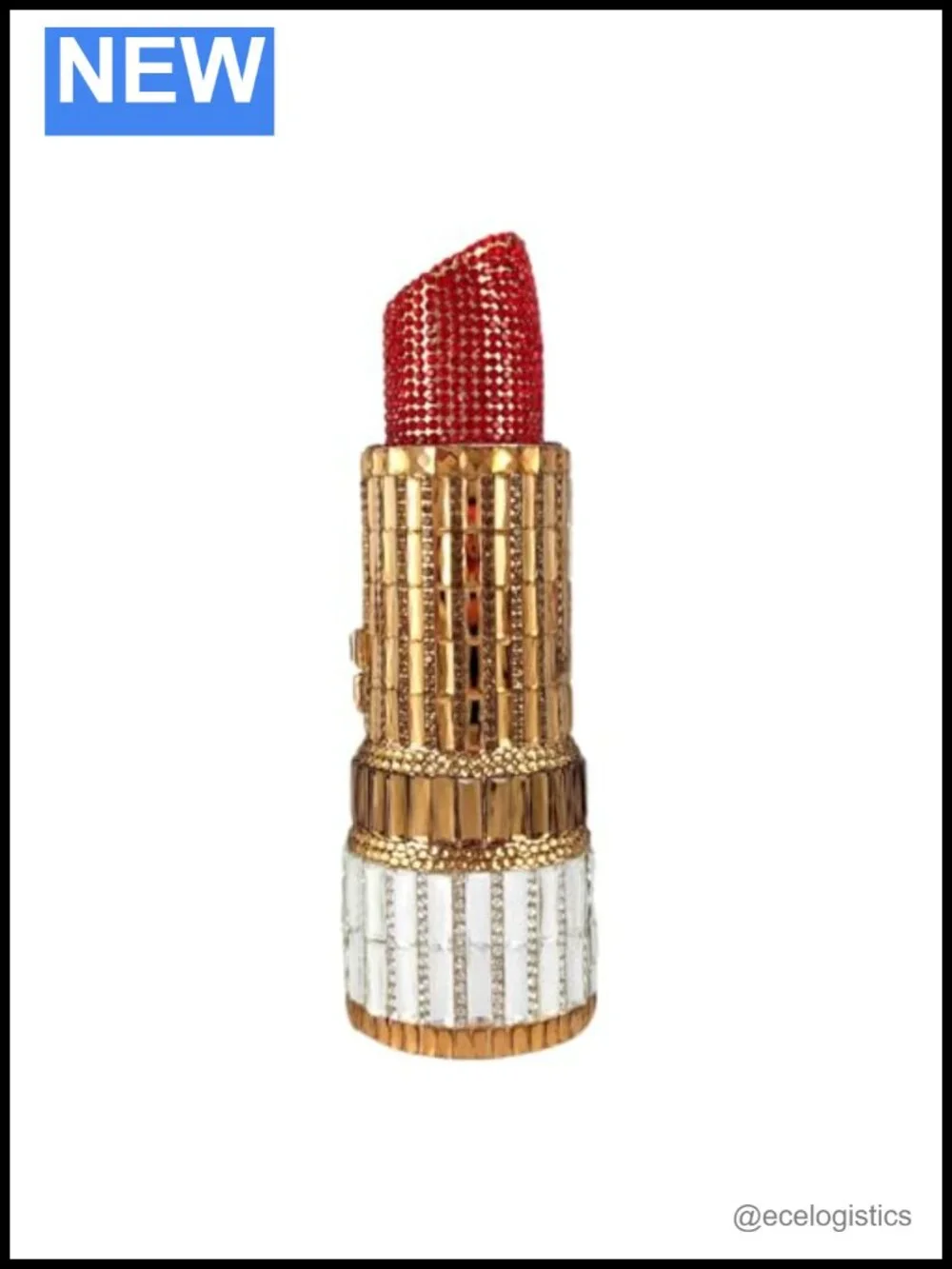 Crystal Rhinestone Clutch Evening Bag Lipstick Shape Mini Purse Party Prom Faux
